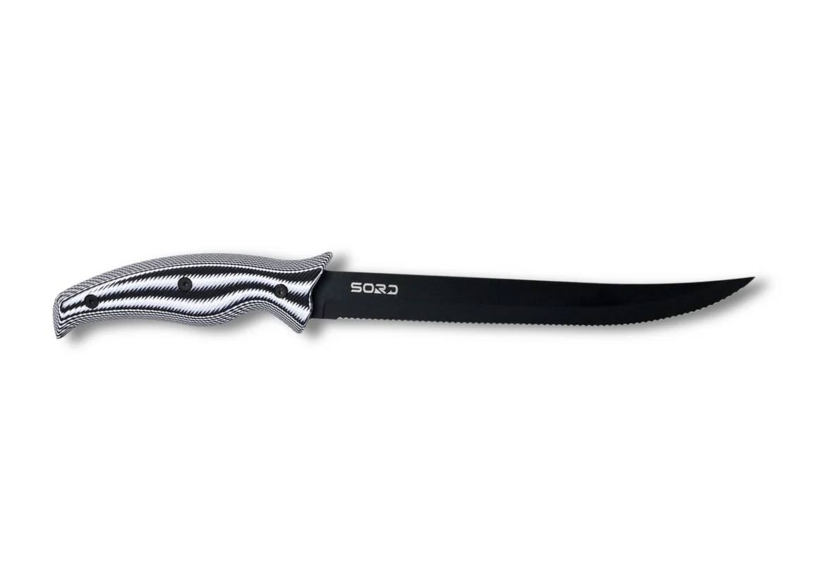 SORD Fishing Products 9" Serrated Knife Fixed Blade, Black - SSRBD