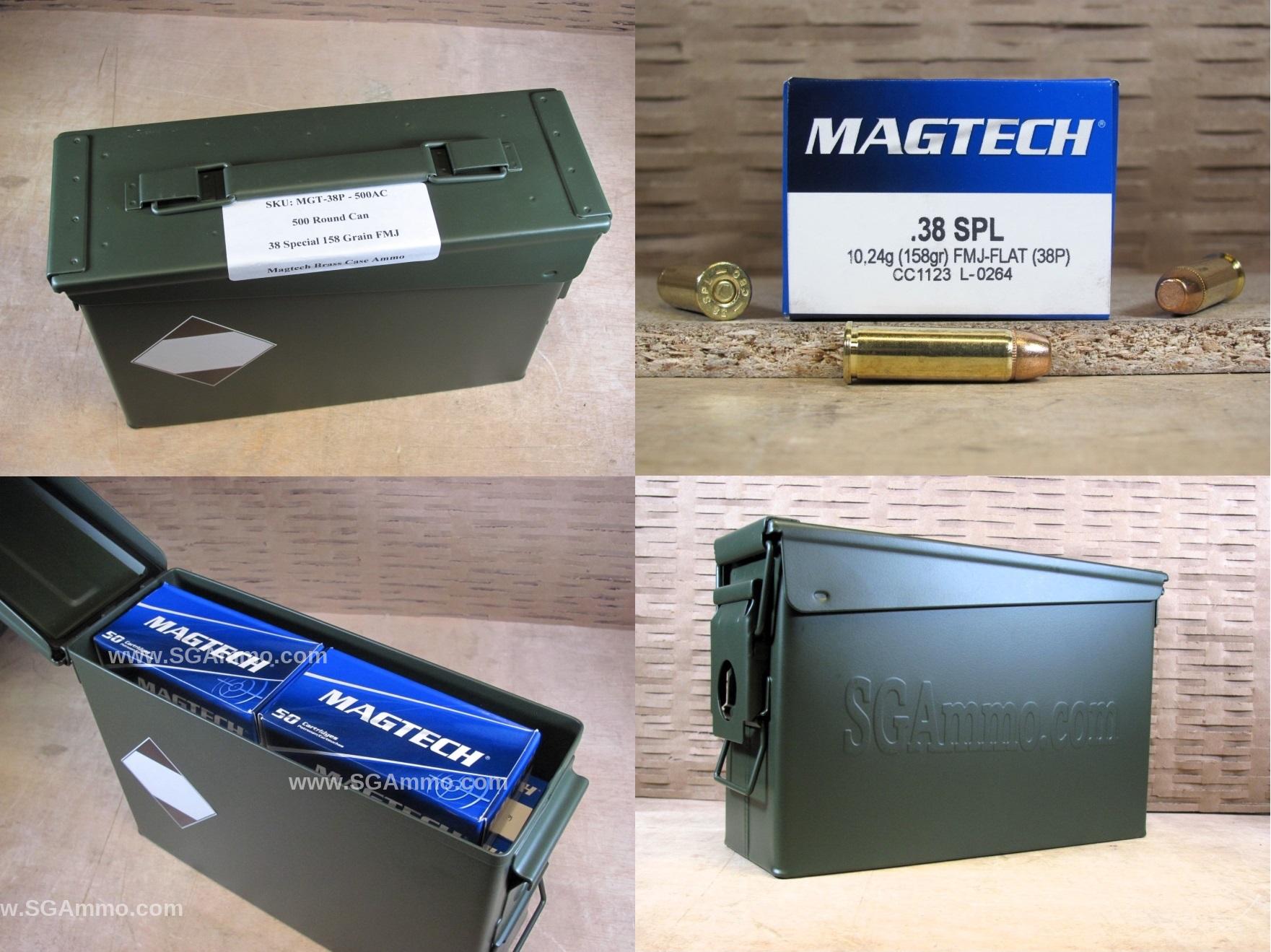 500 Round Can – 38 Special FMJ 158 Grain Ammo by Magtech – 38P – Packed in M19A1 Canister