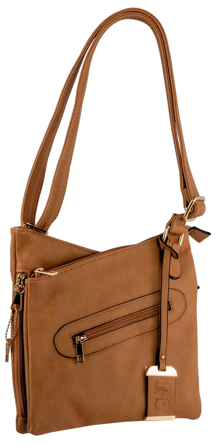 Bulldog BDP032 Cross Body Purse w/Holster Tan Leather for Small Autos Revolvers Ambidextrous Hand