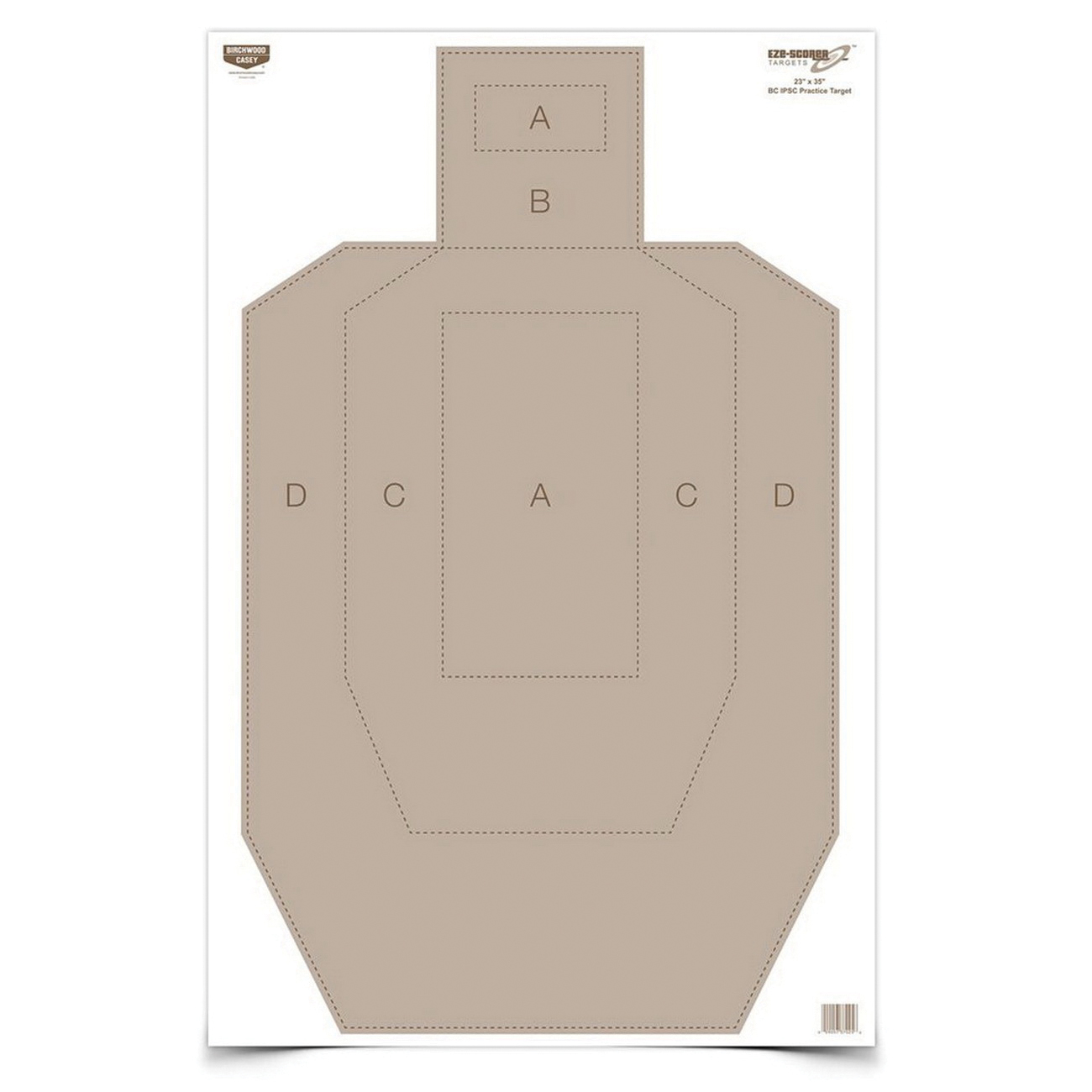 Birchwood Casey EZE-Scorer 23" x 35" Silhouette BC-IPSC Practice Target, Tan, 5/pack - 37029
