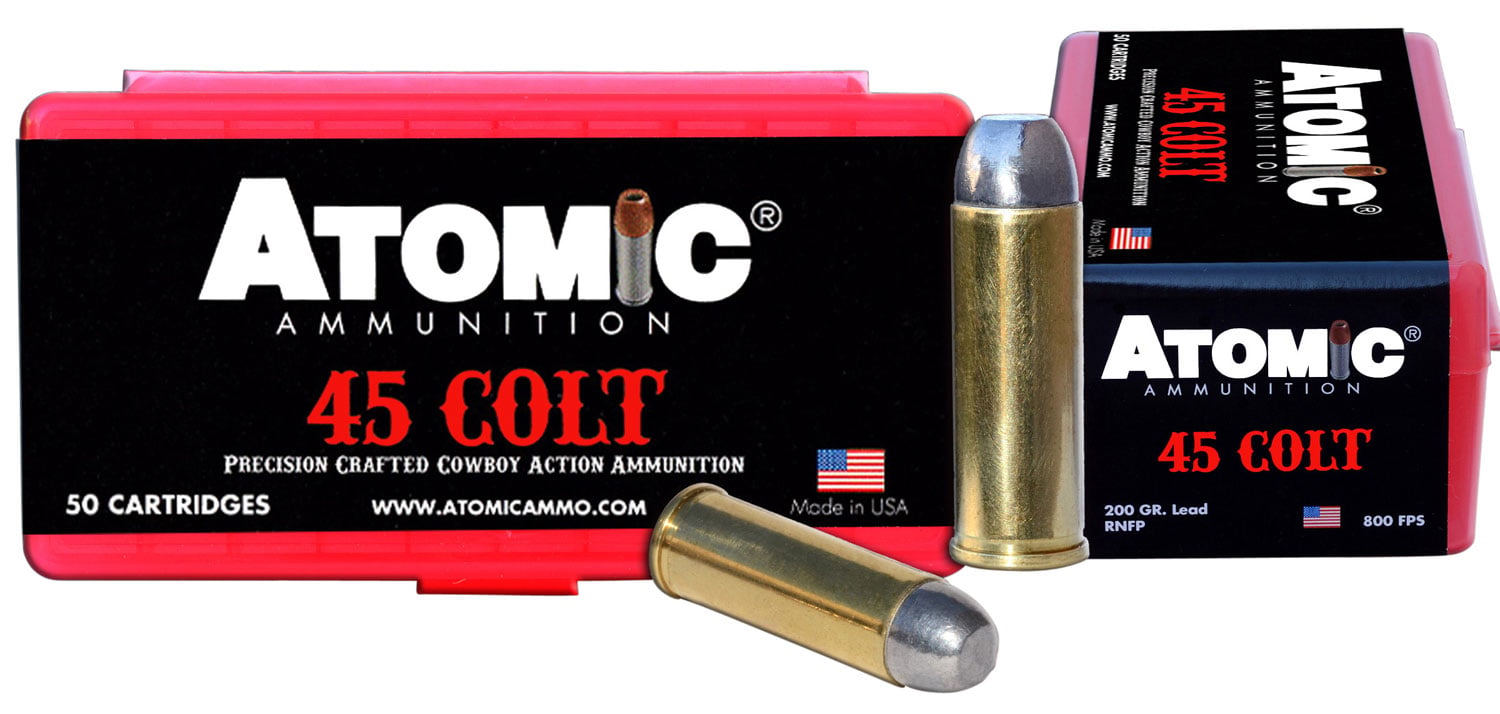 Atomic Ammunition 200 gr Lead Round Nose Flat Point .45 Colt Ammo, 50/box - 00434