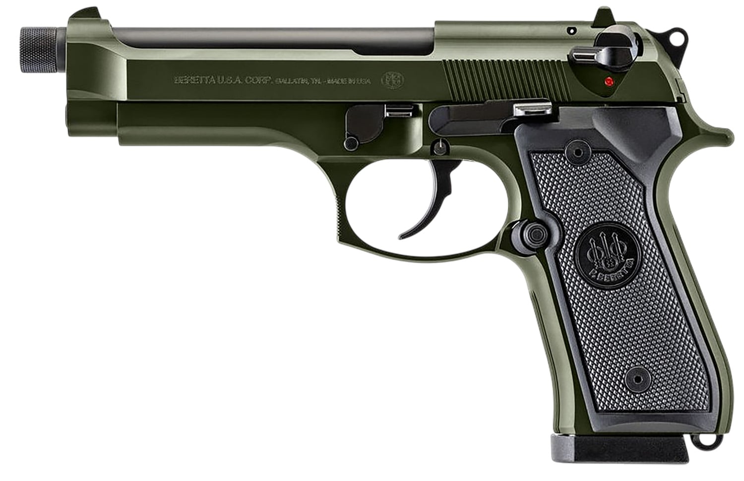 Beretta 92FS 9mm Pistol 5.1" Threaded 18Rds, ODG - J92F300GRTB18