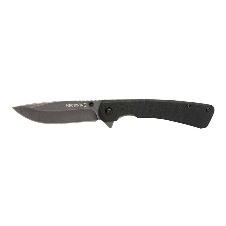 Browning Branded Rock Folder Folding Knife Drop Point Black - Durable, Lightweight and Reliable Handle - 3220514