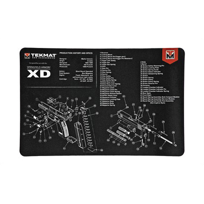 TekMat Springfield XD 17"x11" Pistol Mat With Small Microfiber TekTowel, Black - R17-XD