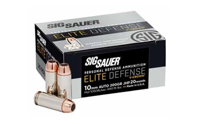 Sig Sauer Elite Performance 10mm Ammunition, 20 Rounds JHP 200Gr - E10MM20020