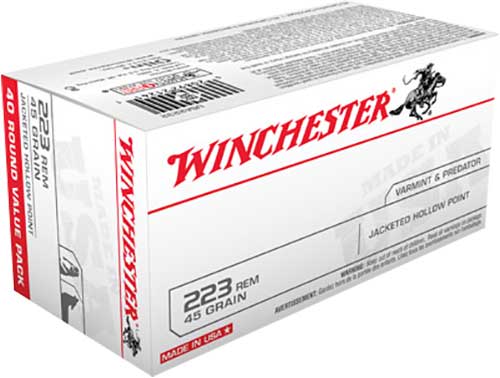 WINCHESTER USA 223 REM 45GR – JHP 40RD 10BX/CS - Flat Rate Shipping Under 30lbs! - No Credit Card Fees