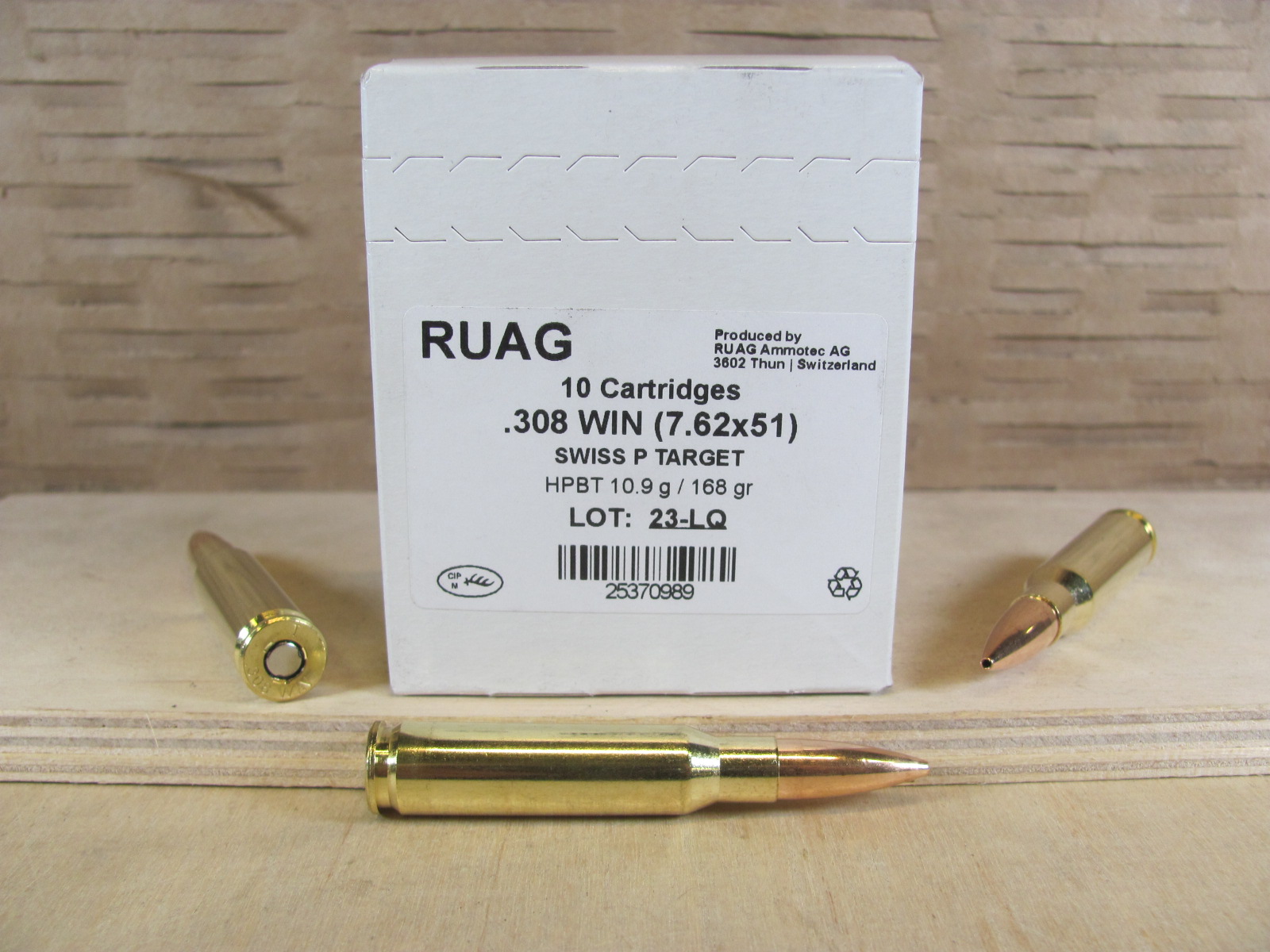 10 Round Box – 308 Win (7.62×51) 168 Grain Hollow Point Boat Tail Swiss P Target Ammo By Ruag