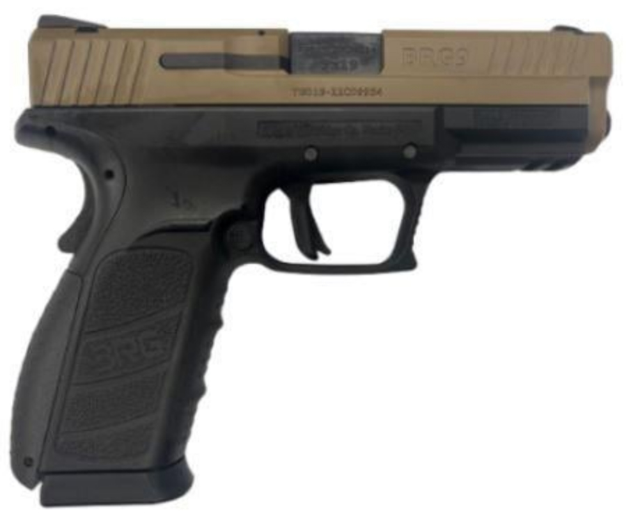 BRG 9 9mm Black Frame FDE Slide Semi Auto Handgun
