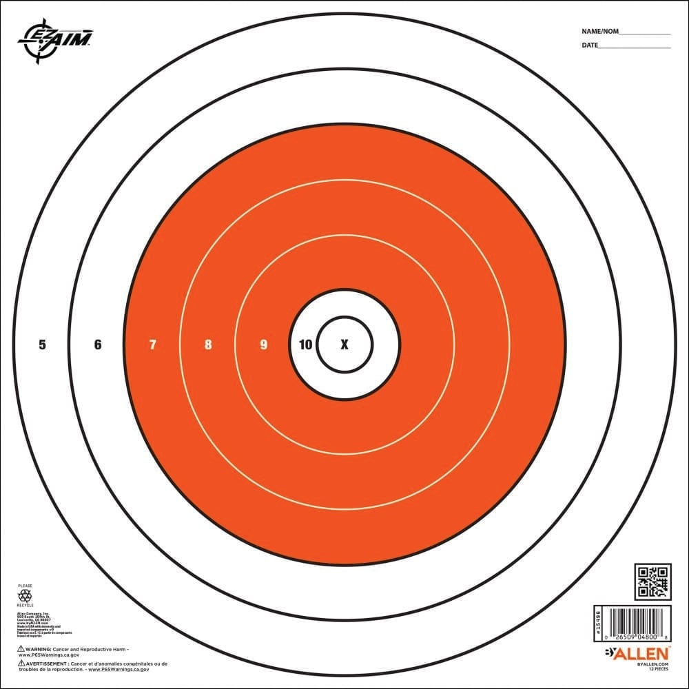 EZ Aim Square Target - Orange/White, 12 Pack - Square-Shaped Shooting Targets - 15496