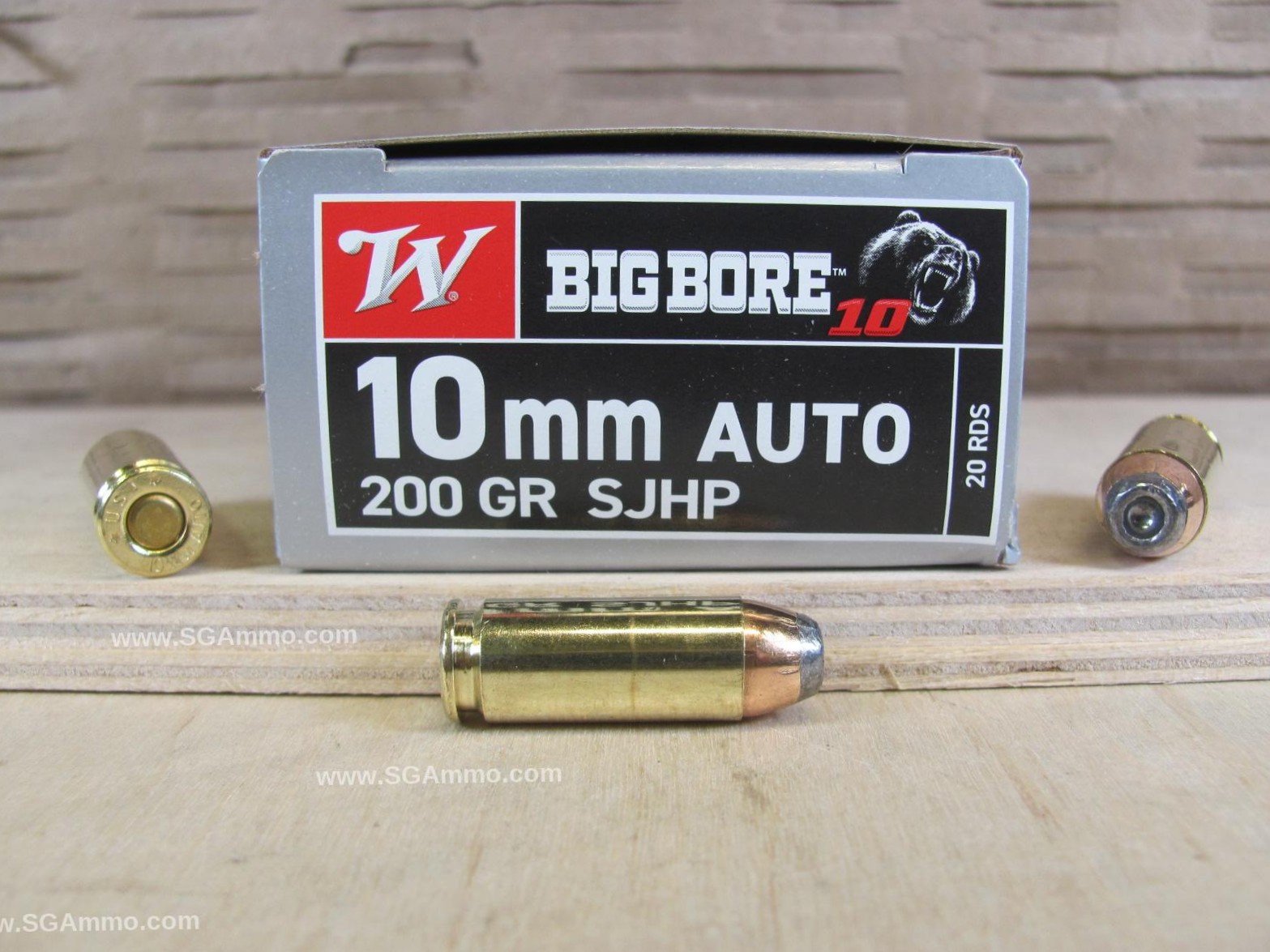 20 Round Box – 10mm Auto 200 Grain Semi-Jacketed Hollow Point Winchester Big Bore Ammo – X10MMBB
