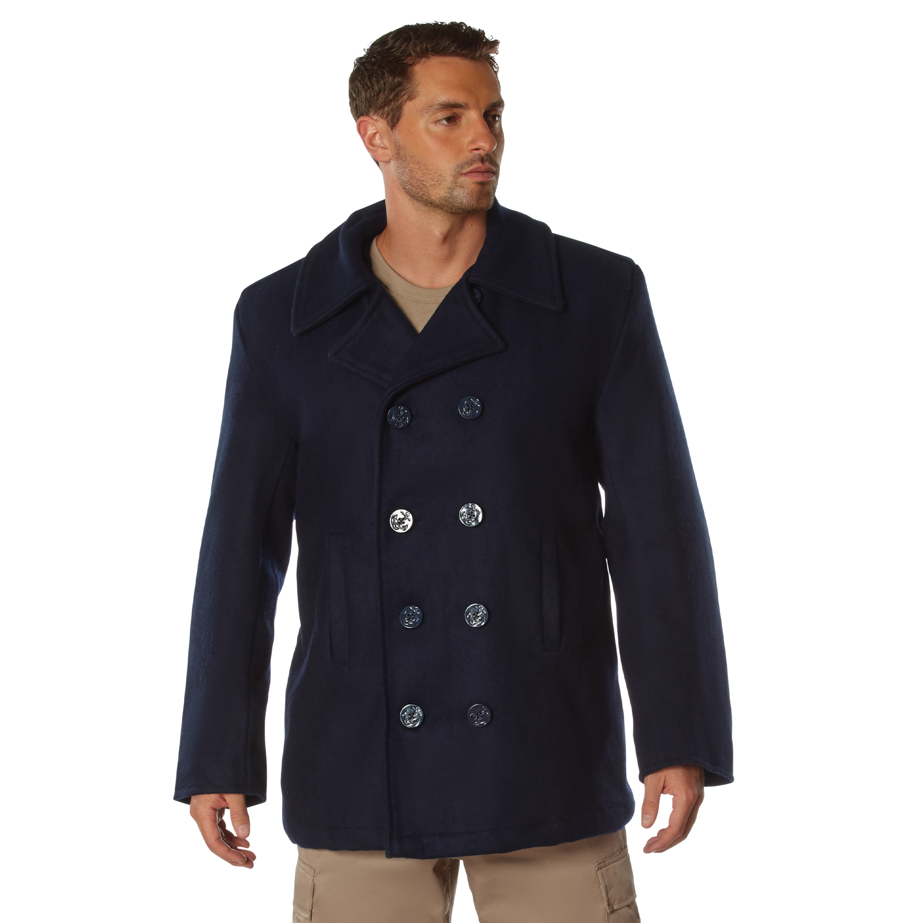 Rothco Wool Pea Coat - Navy Blue, X-Large