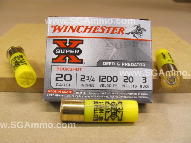 250 Round Case – 20 Gauge 2.75 Inch Number 3 Buckshot 20 Pellet Winchester Ammunition – XB203