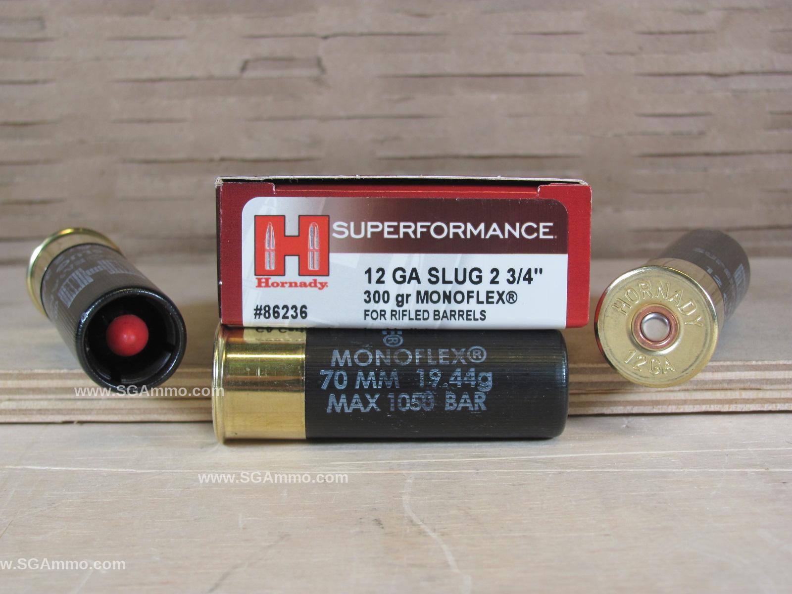 100 Round Case – 12 Gauge 2.75 Inch 300 Grain Monoflex Hornady Sabot Slug Ammo For Rifled Barrels – 86236