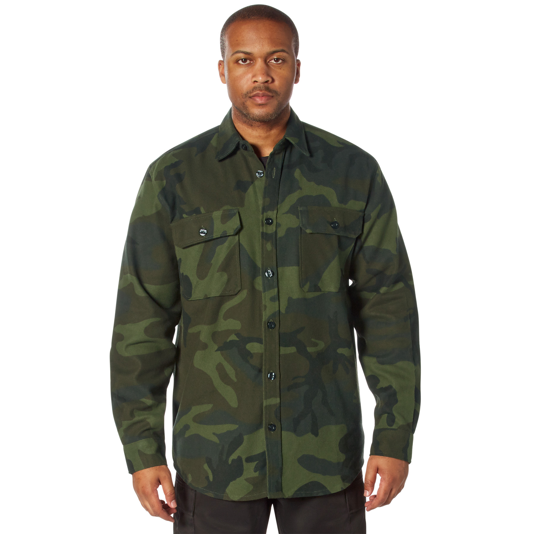 Rothco Midnight Camo Flannel Shirt - Midnight Woodland Camo, Medium