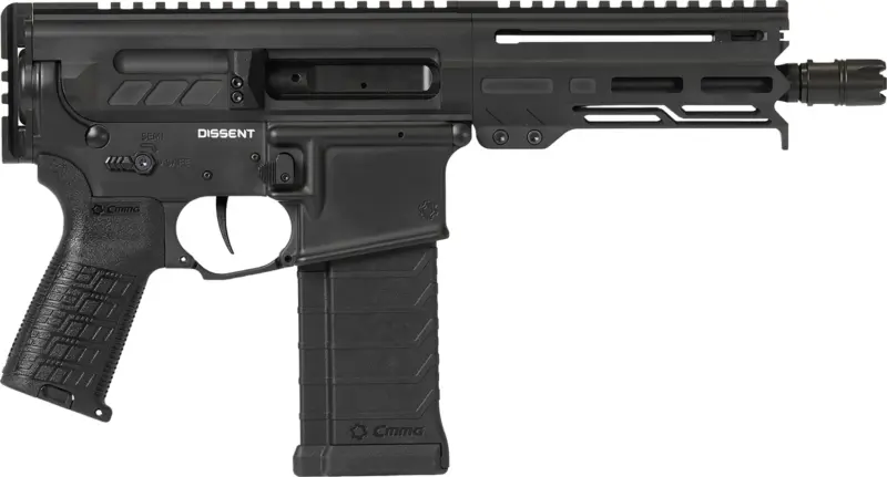 CMMG 54AA847AB Dissent 5.7x28mm 32+1 6.50", Black Cerakote Rec, OEM Grip, Picatinny Buffer Adapter, Zeroed Drop-In Single Stage Trigger