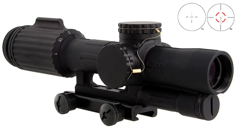 Trijicon 1600001 VCOG Black Hardcoat Anodized 1-6x 24mm LED Red Segmented Circle w/Crosshair 223 77gr Reticle