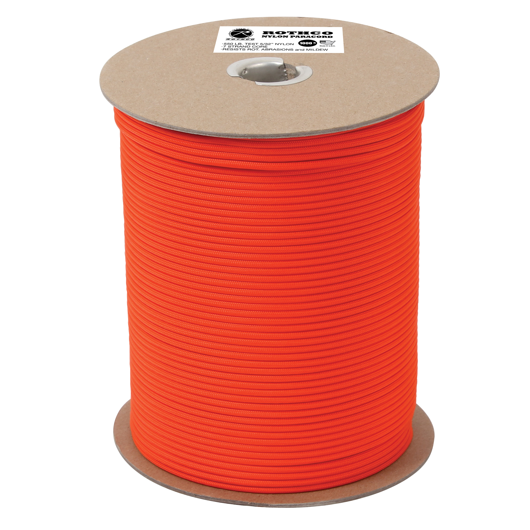 Rothco Nylon Paracord 550Lb 1000 Foot Spool - Safety Orange