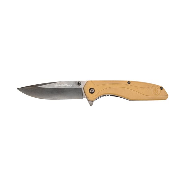 Smith & Wesson Assisted/Folding Knife Drop Point, Coyote Tan