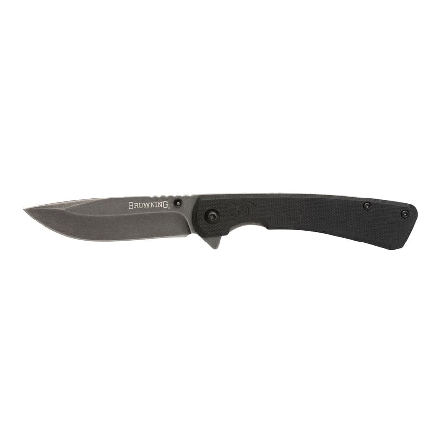 Browning Branded Rock Folder Folding Knife Drop Point Black - Durable, Lightweight and Reliable Handle - 3220514