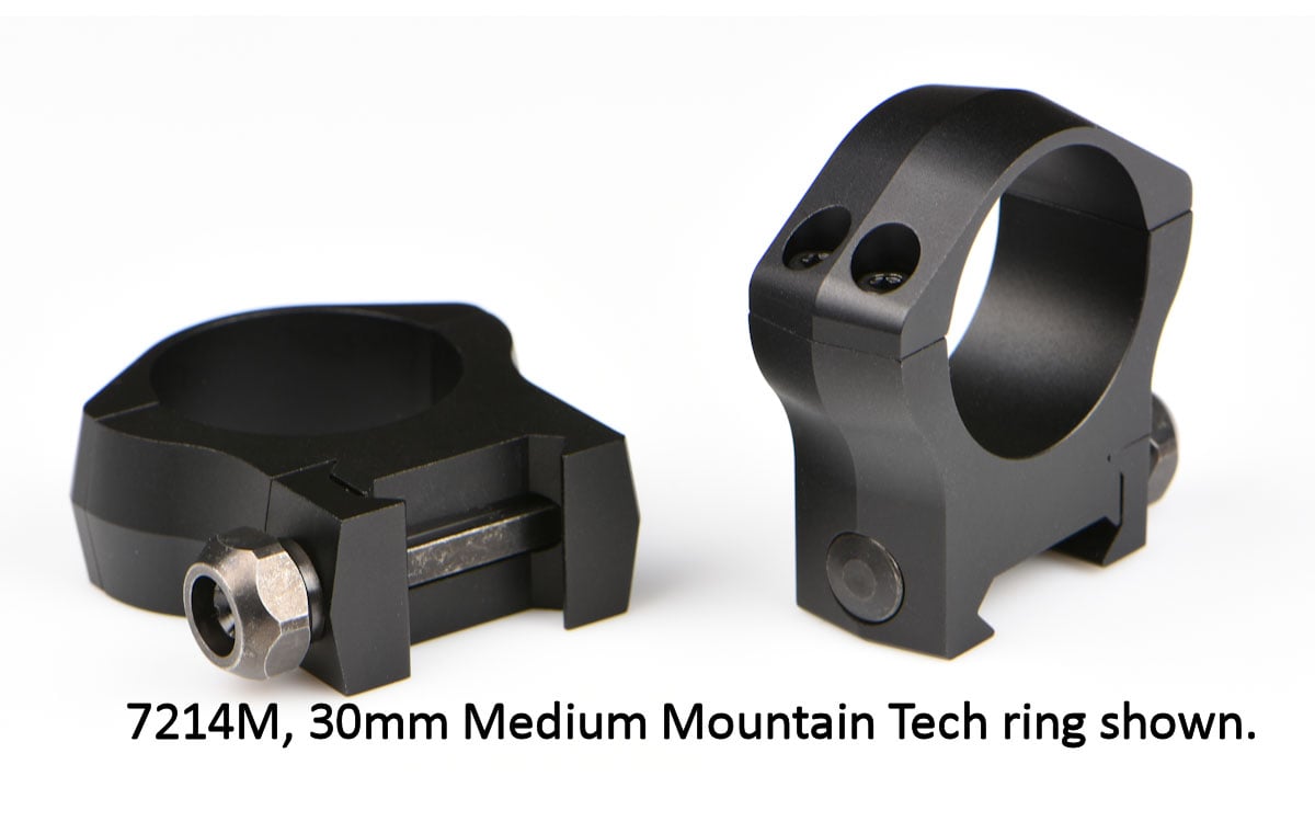 Warne Mountain Tech Ring Set 30mm, Black Hardcoat Anodized - 7214M