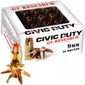 G2 Research Civic Civic Duty 9mm Luger 100 GR Hollow Point - 20rd Box