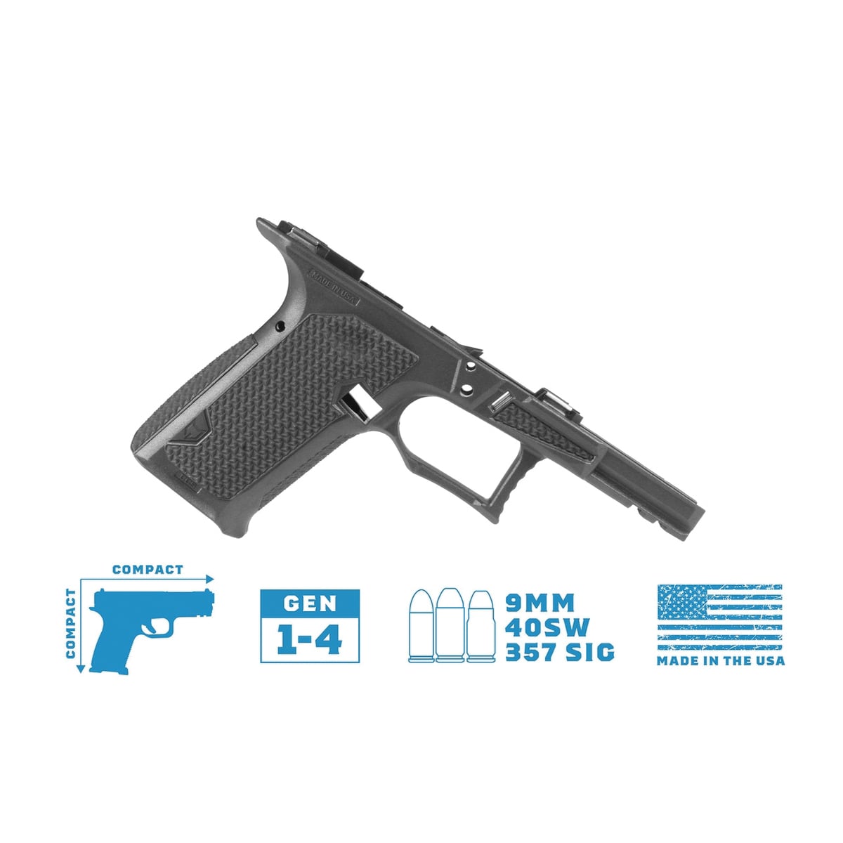 Lone Wolf Dusk 19 CCS Compact/Compact Textured Frame Bare Fits Glock Gen 3-4 G19, Gray