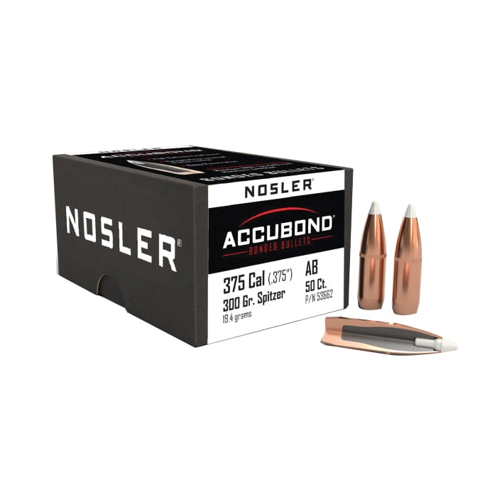 Nosler AccuBond .375 Cal JBTPT Rifle Bullet, 300 gr 0.375" 50rds