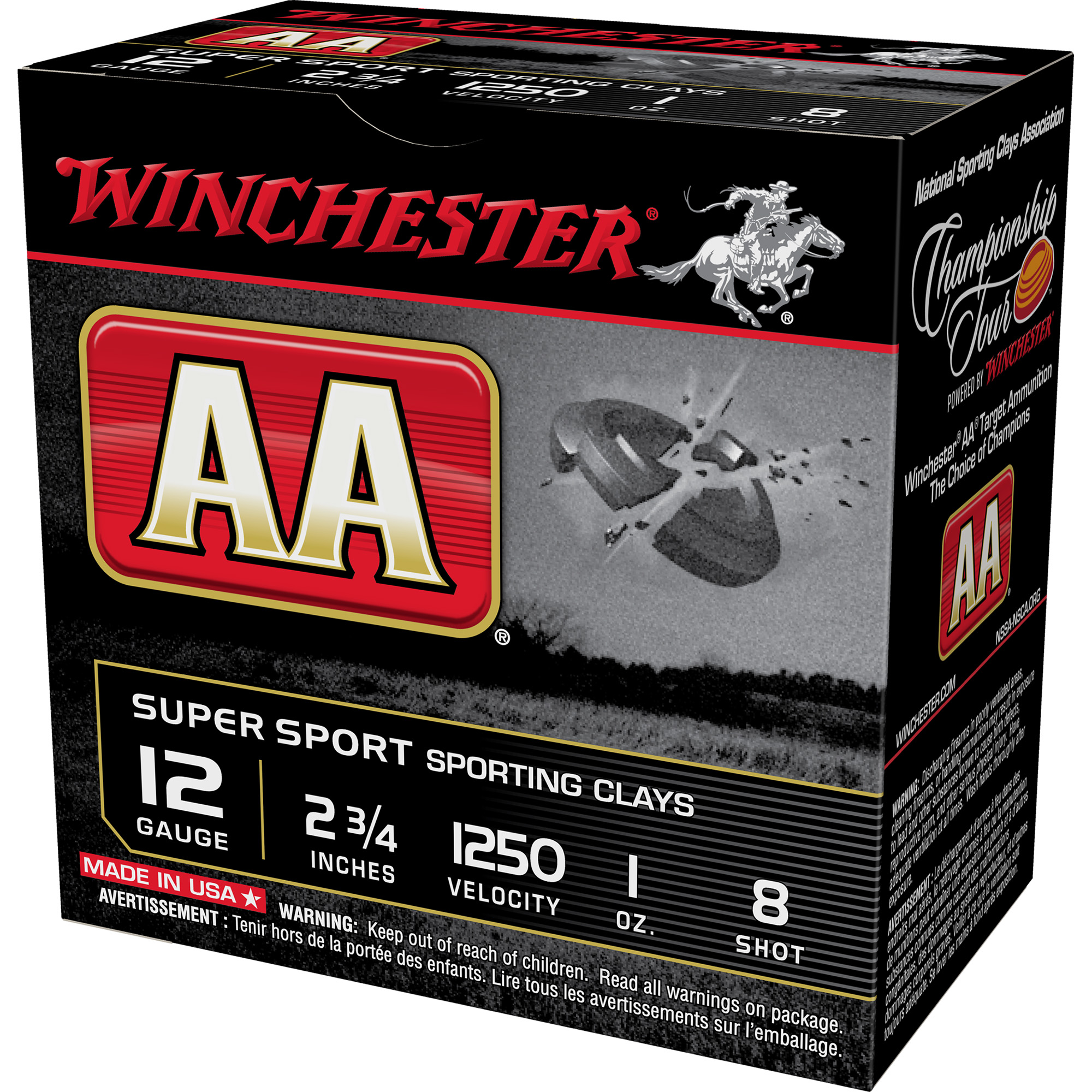 Winchester AA Supersport Sporting Clay 12 Gauge #8 , 25rds - AASC12508
