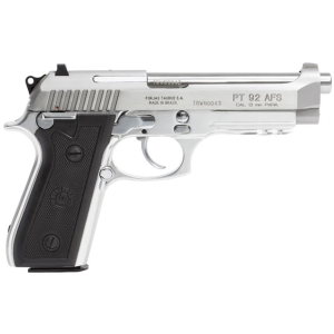 Taurus 92 9mm Luger Pistol 5" Barrel 17+1 Round Stainless Slide Black Grip Stainless Frame