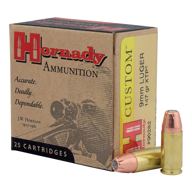 HORNADY CUSTOM 9MM 147GR JHP 25RD BX 250RD CASE - No Credit Card Fees - Low, flat rate shipping