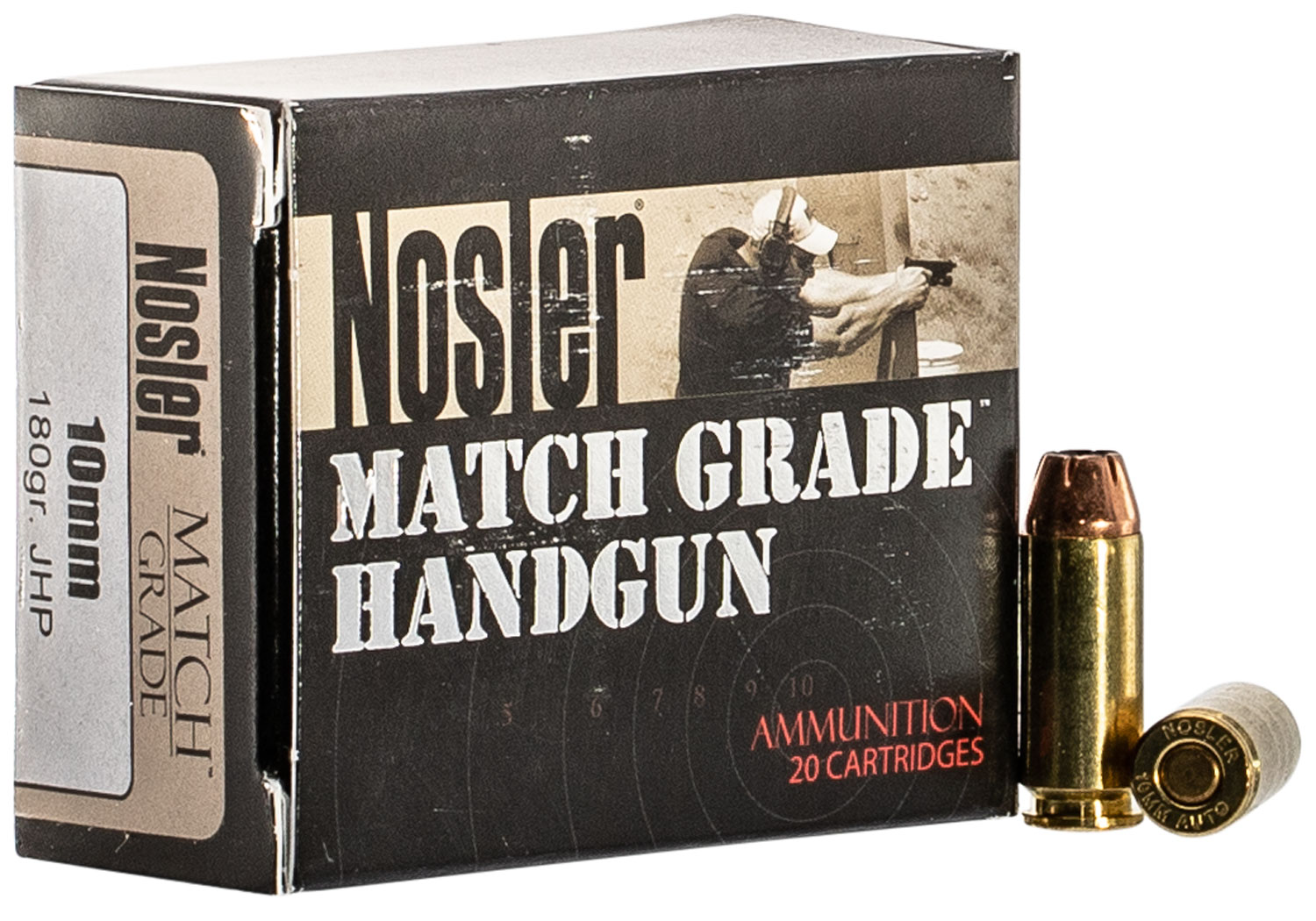 Nosler 180 gr Jacketed Hollow Point 10mm Ammo, 20/box - 51400