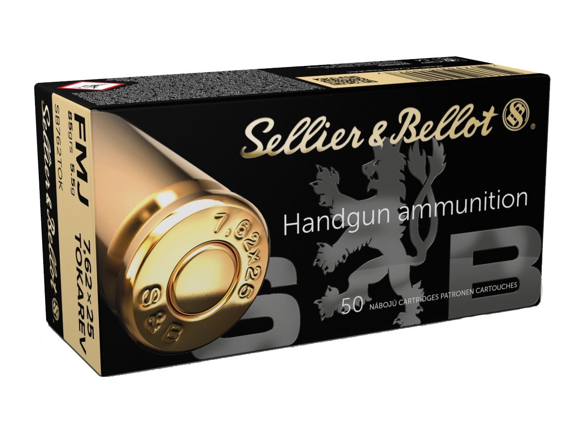 Sellier & Bellot 7.62x25mm Tokarev 85gr FMJ Ammunition 50rds - SB762TOK
