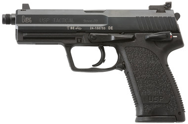 HK USP Tactical V1 9mm Luger Pistol, 4.86" Threaded Barrel, 2x 15rd Mags, Black