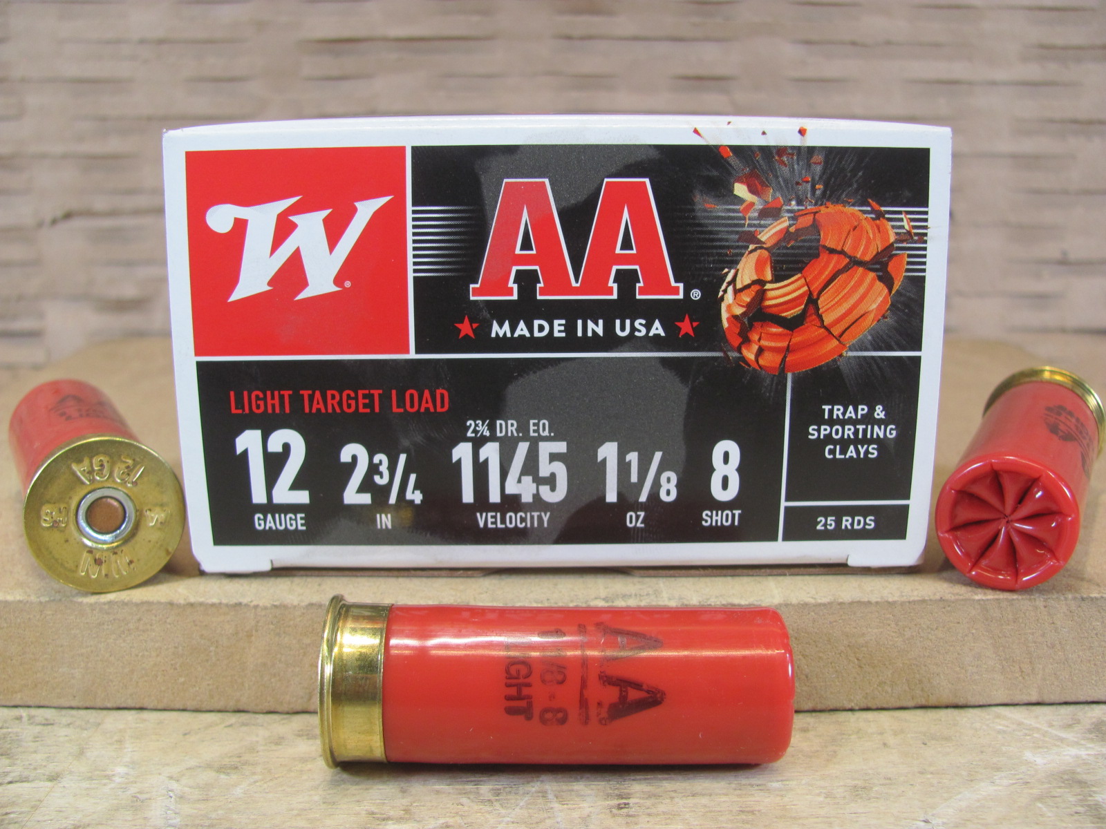 250 Round Case – 12 Gauge Winchester AA Target 2.75 Inch 1145FPS – 1.125 Ounce – Number 8 Shot – AA128