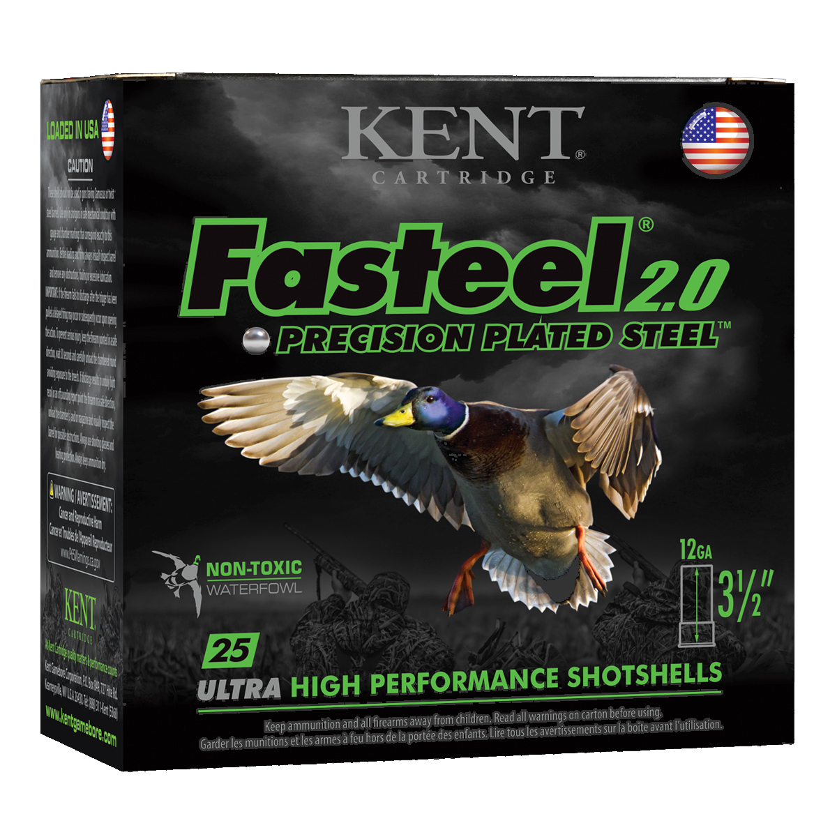 Kent Fasteel 2.0 Precision Plated Steel Load 12 ga. 3.5 in. 1 3/8 oz. 4 Shot 25 rd. - No Credit Card Fees - Low, flat rate shipping