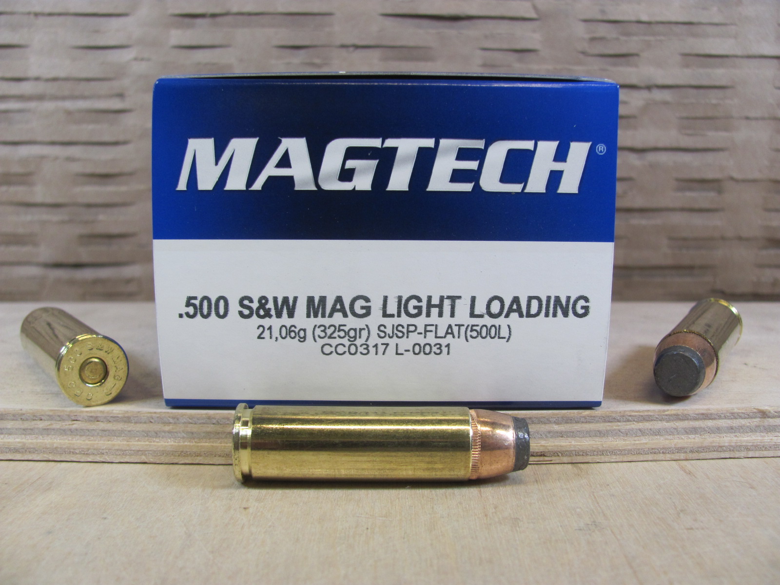 20 Round Box – 500 SW Magnum Light Loading 325 Grain SJSP-Flat Ammo by Magtech – 500L