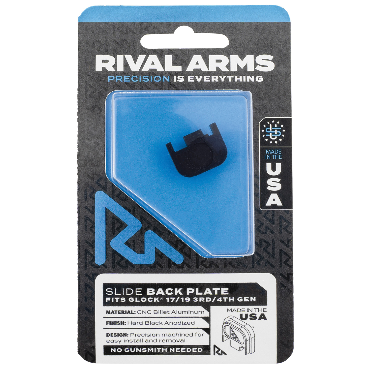 Rival Arms Slide Back Cover Plate for Glock 19 Gen3-4, Black - RA-RA43G001A