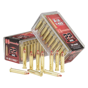 Hornady Varmint Express 22 Winchester Magnum Rimfire (WMR) Ammo 30 Grain Hornady V-Max Polymer Tip Box of 50