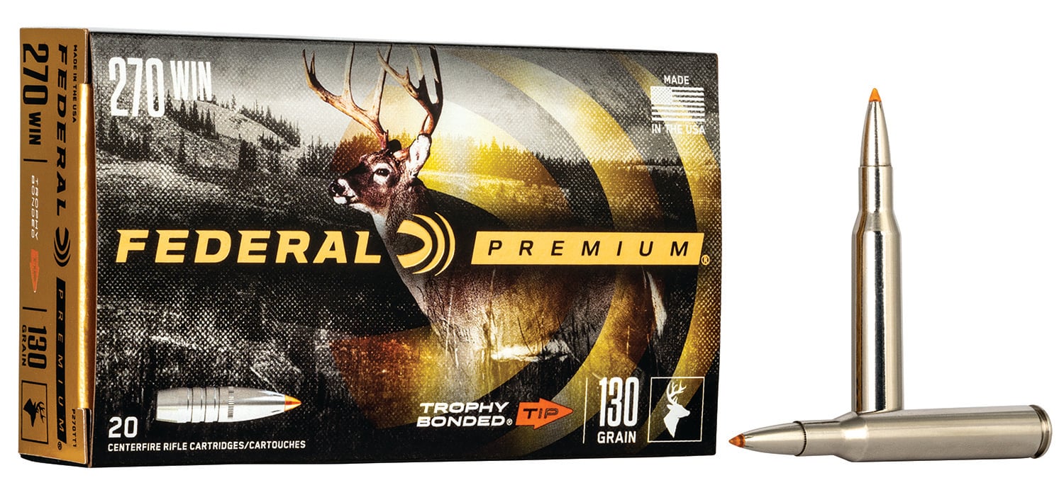 Federal Premium Rifle Ammo 270 Win. 130 gr. Trophy Bonded Tip 20 rd. - No Credit Card Fees - Low, flat rate shipping