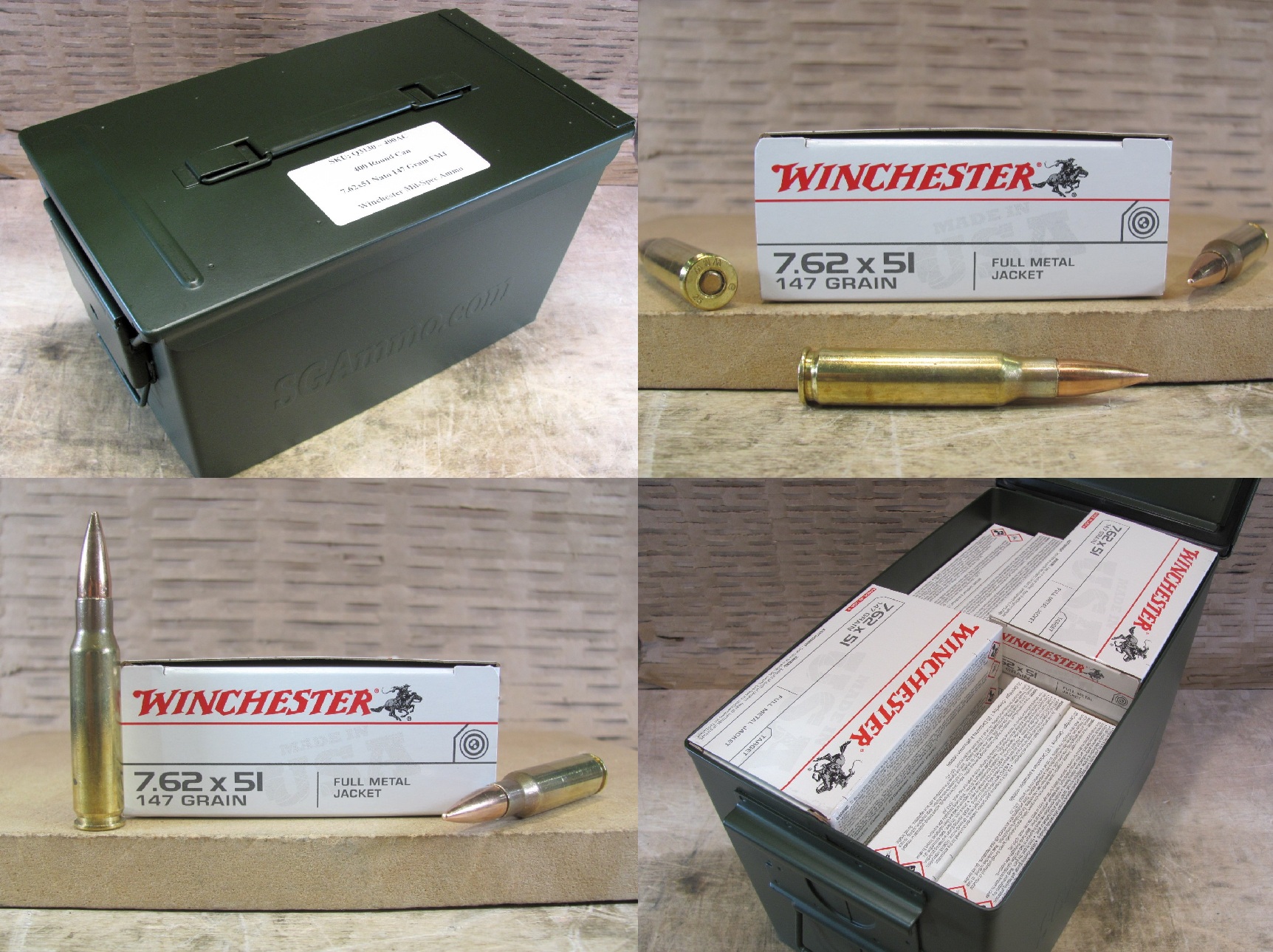 400 Round Can – 7.62×51 NATO 147 Grain FMJ Winchester Q3130 Mil-Spec Ammo – Packed in PA108 SAW Canister – NOTICE: USES MAGNETIC PROJECTILE
