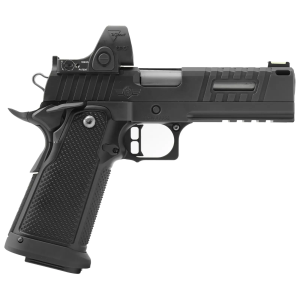 United Gunworks UG-1 Alpha 9mm 1-19 2-20rd Magazines 4.5 Ported Island Barrel Black PVD Silver Accents Pistol w/ Trijicon SRO 2.5 MOA Red Dot