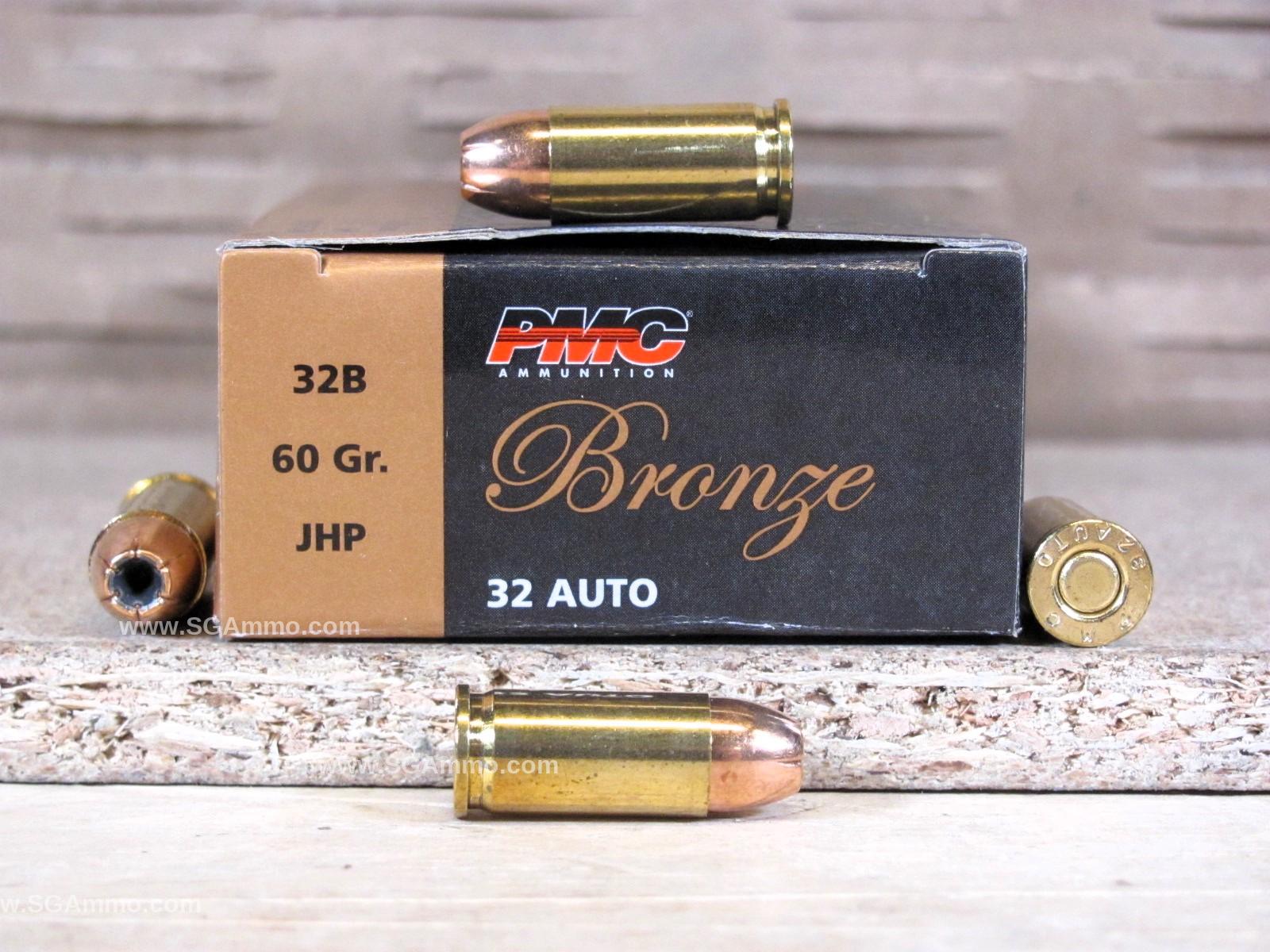 50 Round Box – 32 Auto PMC 60 Grain Jacketed Hollow Point Ammo – 32B