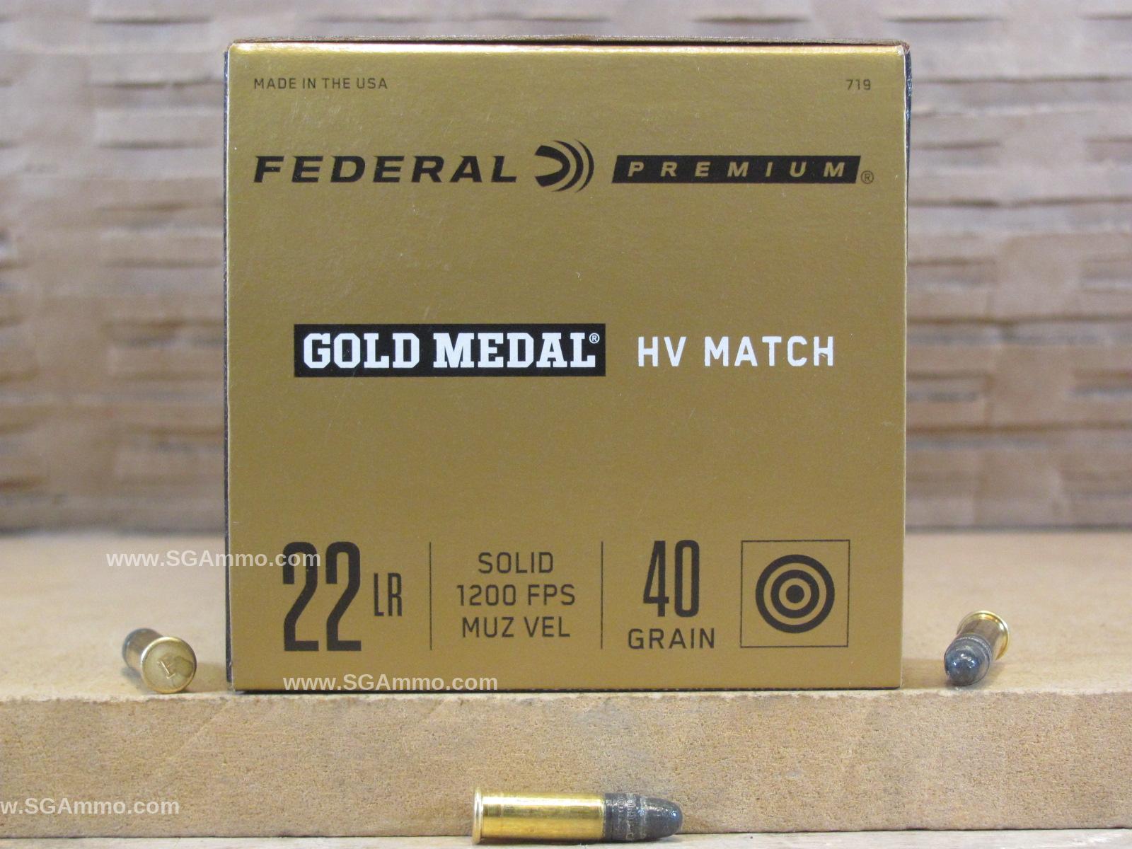 5000 Round Case – 22 Long Rifle Federal Premium HV Match Gold Medal 40 Grain Solid Ammo – 719