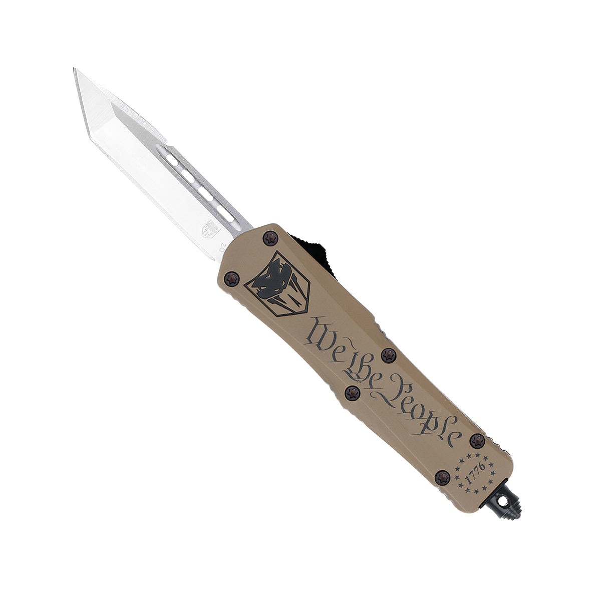 CobraTec Knives FS-3 We The People Small OTF Knife Tanto, Tan - SWTPFS-3TNS