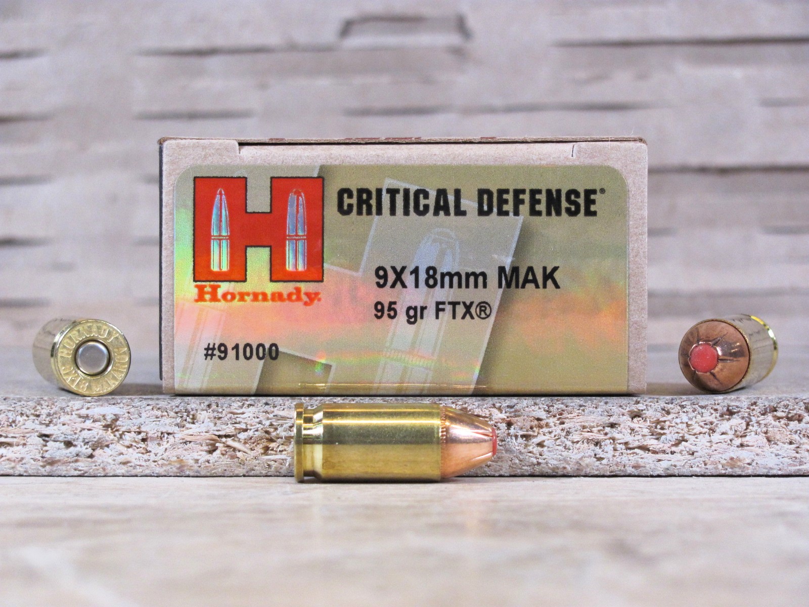 250 Round Case – 9×18 Makarov Hornady 95 Grain FTX Hollow Point Critical Defense Ammo – 91000