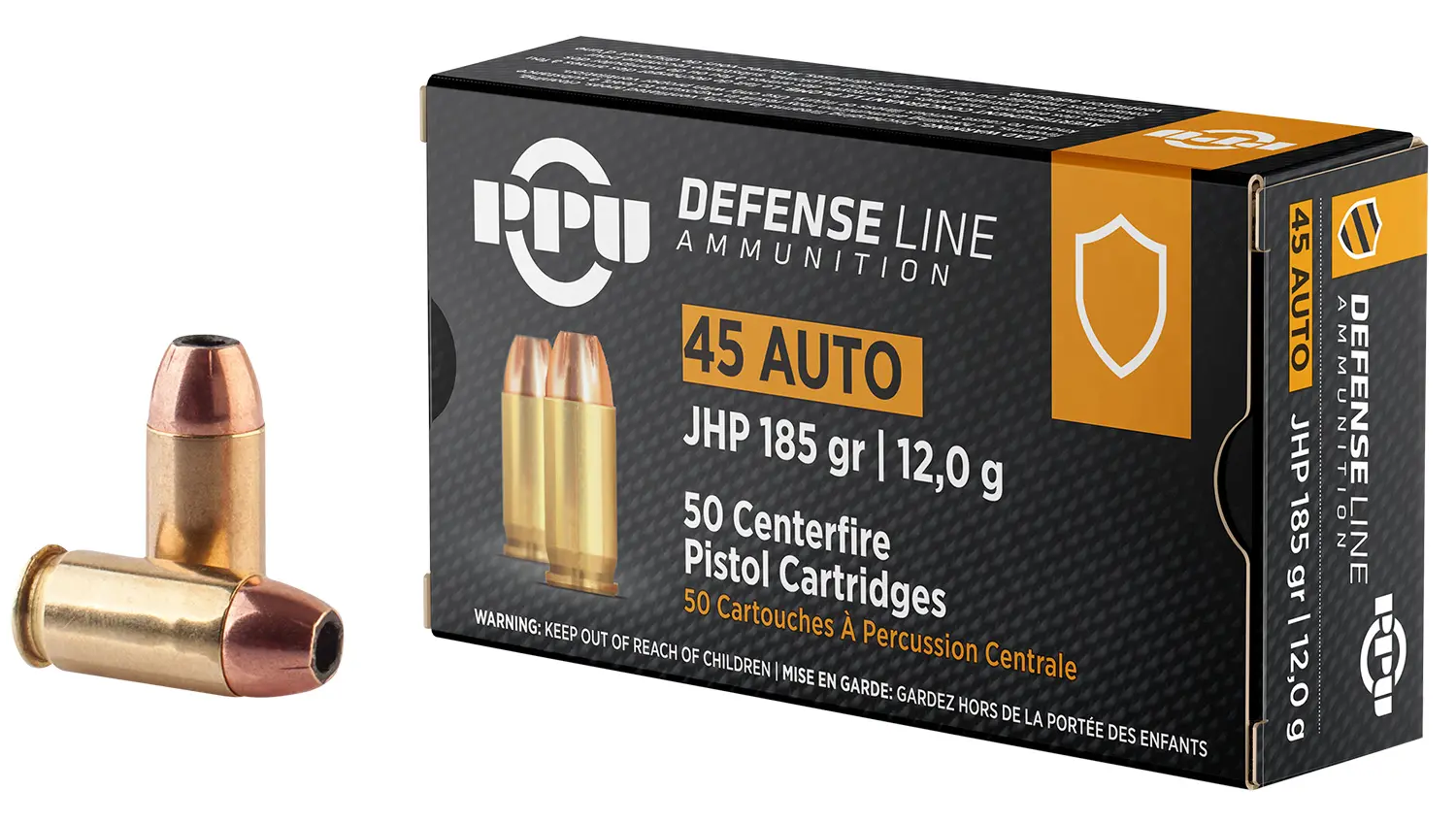 PPU PPD45 Defense 45ACP 185gr Jacketed Hollow Point 50 Per Box/10 Case