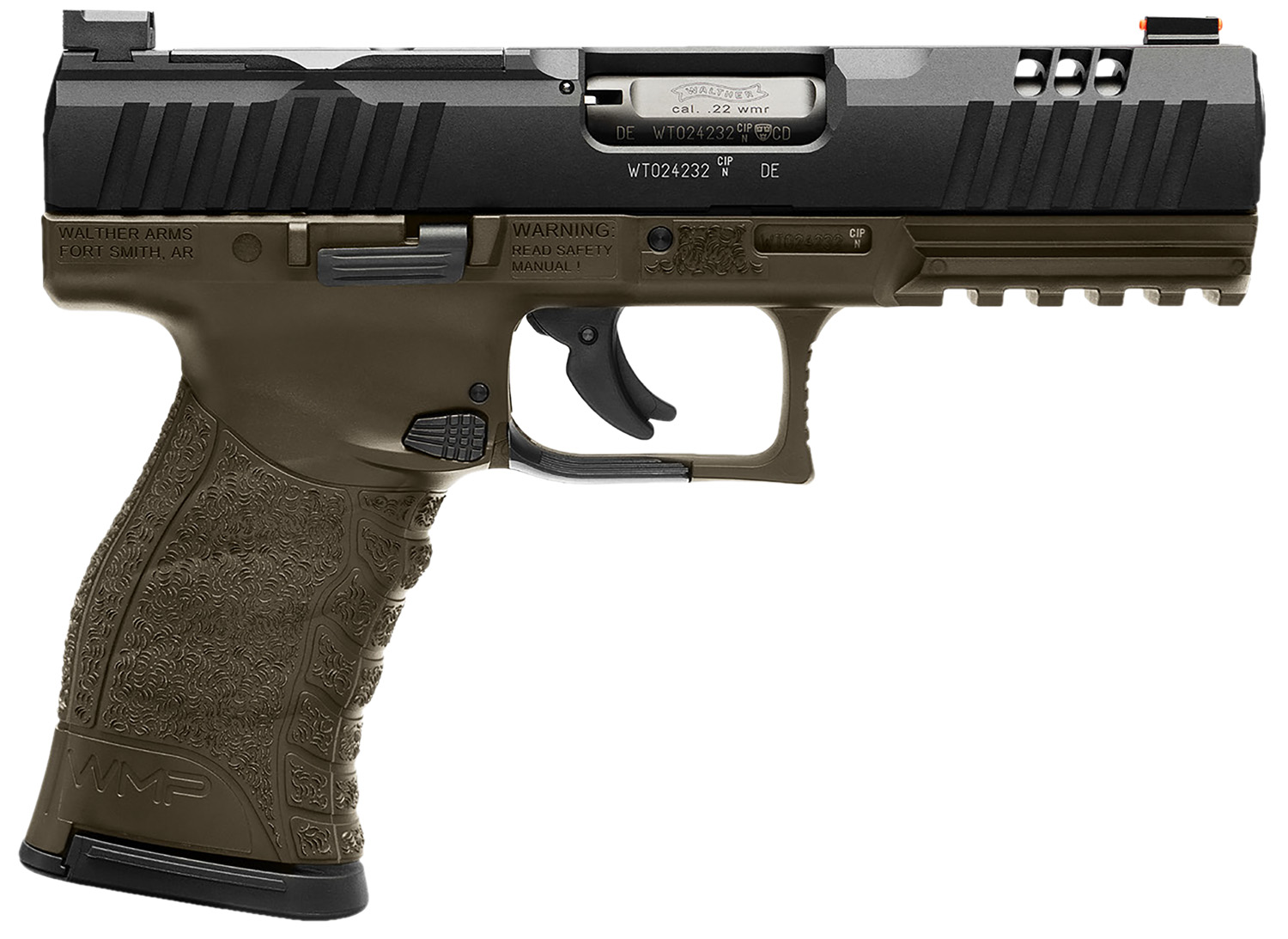 Walther Arms WMP Military .22 WMR 4.50" High-Capacity Pistol 15rds, OD Green - Durable - 5220307