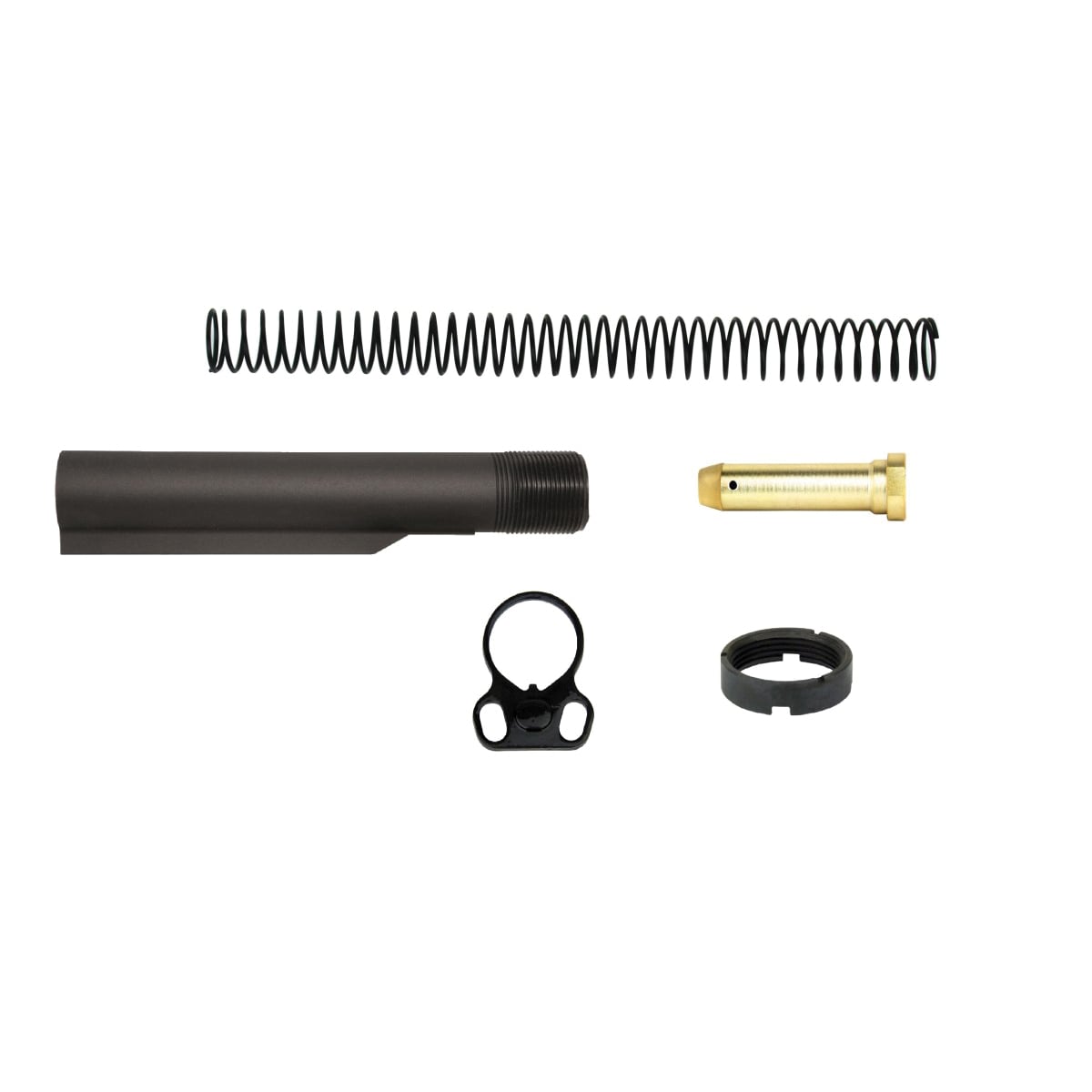 TacFire 6-Postion Mil-Spec Buffer Tube Kit w/Dual Loop End Plate, Black