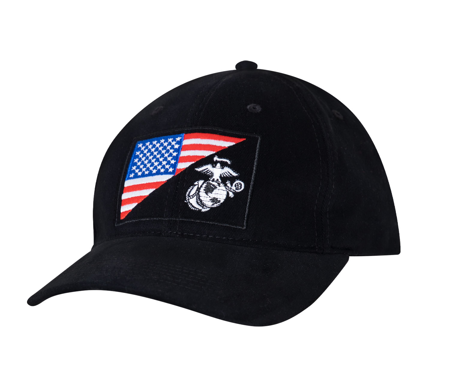 Rothco Usmc Eagle, Globe And Anchor - Us Flag Low Pro Cap, Black