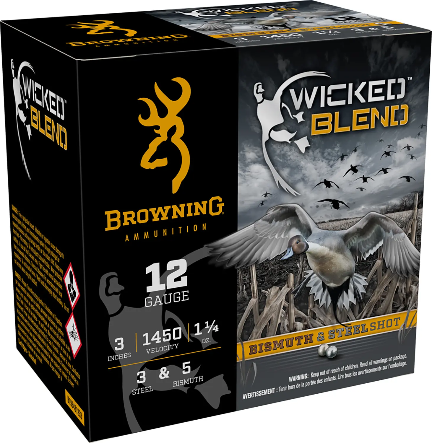 Browning Ammo B193431233 Wicked Blend 12Gauge 3" 1 1/4oz 3/5BI Shot 25 Per Box/10 Case
